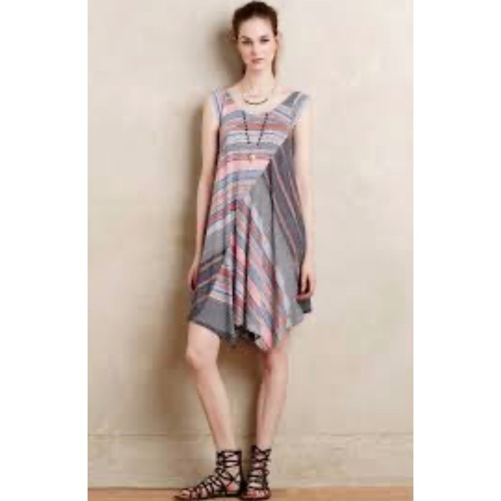 Weston Amaya Striped Trapeze Dress Women Blue Medium Handkerchief Casual Coastal
